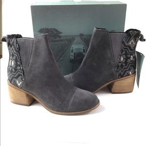 Toms Esme Grey/Metallic Jacquard Ankle Boots NWT